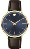 Movado Ultra Slim Blue Dial Brown Leather Strap Watch For Men - 0607088 Buy Now By Movado