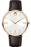 Movado Ultra Slim White Dial Brown Leather Strap Watch For Men - 0607089 Buy Now By Movado