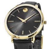 Movado Ultra Slim Black Dial Black Leather Strap Watch For Women - 0607091 Buy Now By Movado