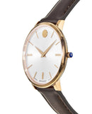 Movado Ultra Slim Silver Dial Brown Leather Strap Watch For Women - 0607093 Buy Now By Movado
