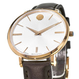 Movado Ultra Slim Silver Dial Brown Leather Strap Watch For Women - 0607093 Buy Now By Movado