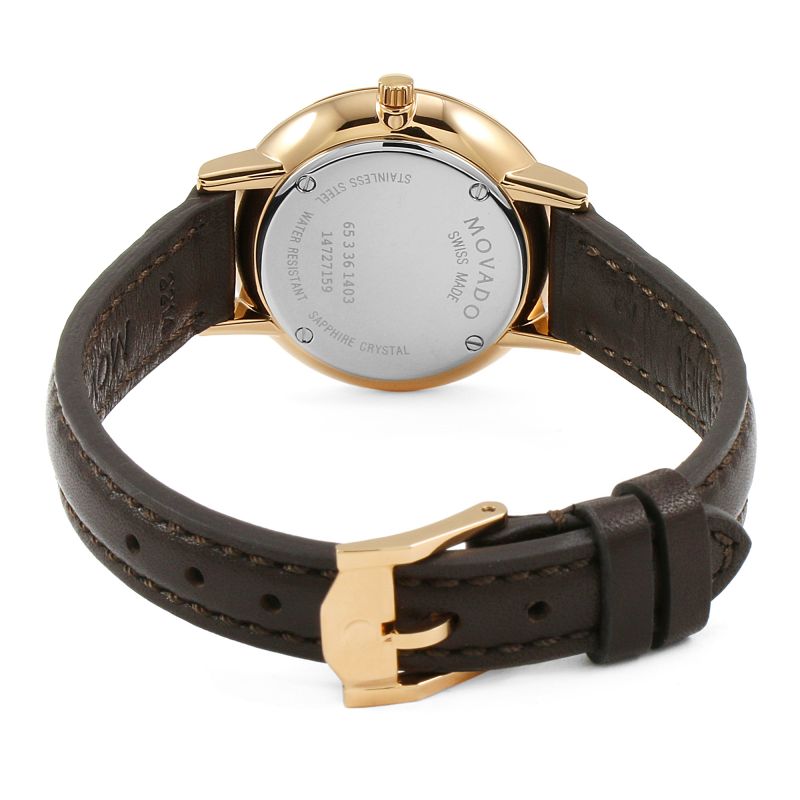 Movado Ultra Slim White Dial Brown Leather Strap Watch For Women - 0607096 Buy Now By Movado