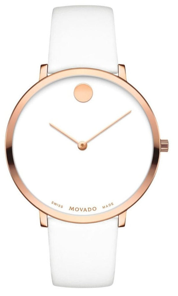 Movado Museum 70th Anniversary Special Edition White Dial White Leather Strap Watch For Women - 0607139 Buy Now By Movado