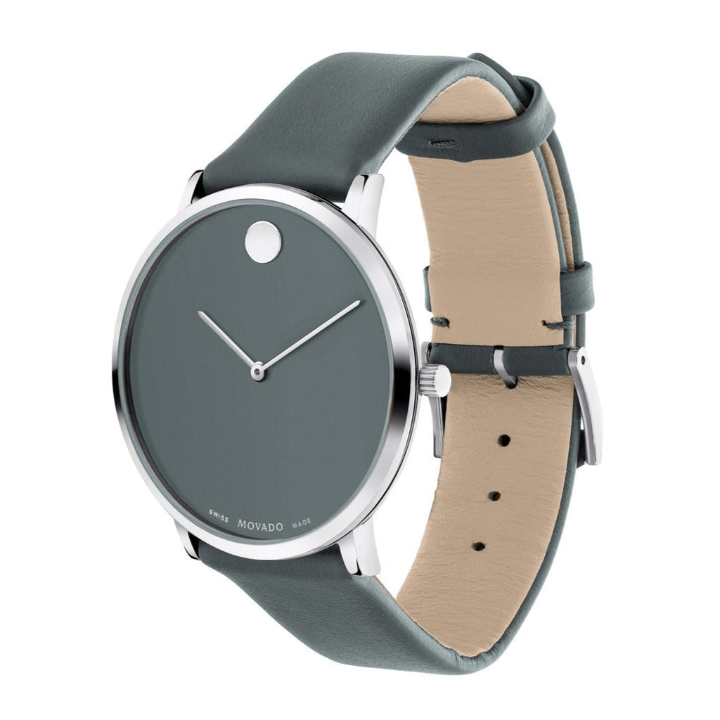 Movado Museum 70th Anniversary Grey Dial Grey Leather Strap Watch For Women - 0607144 Buy Now By Movado