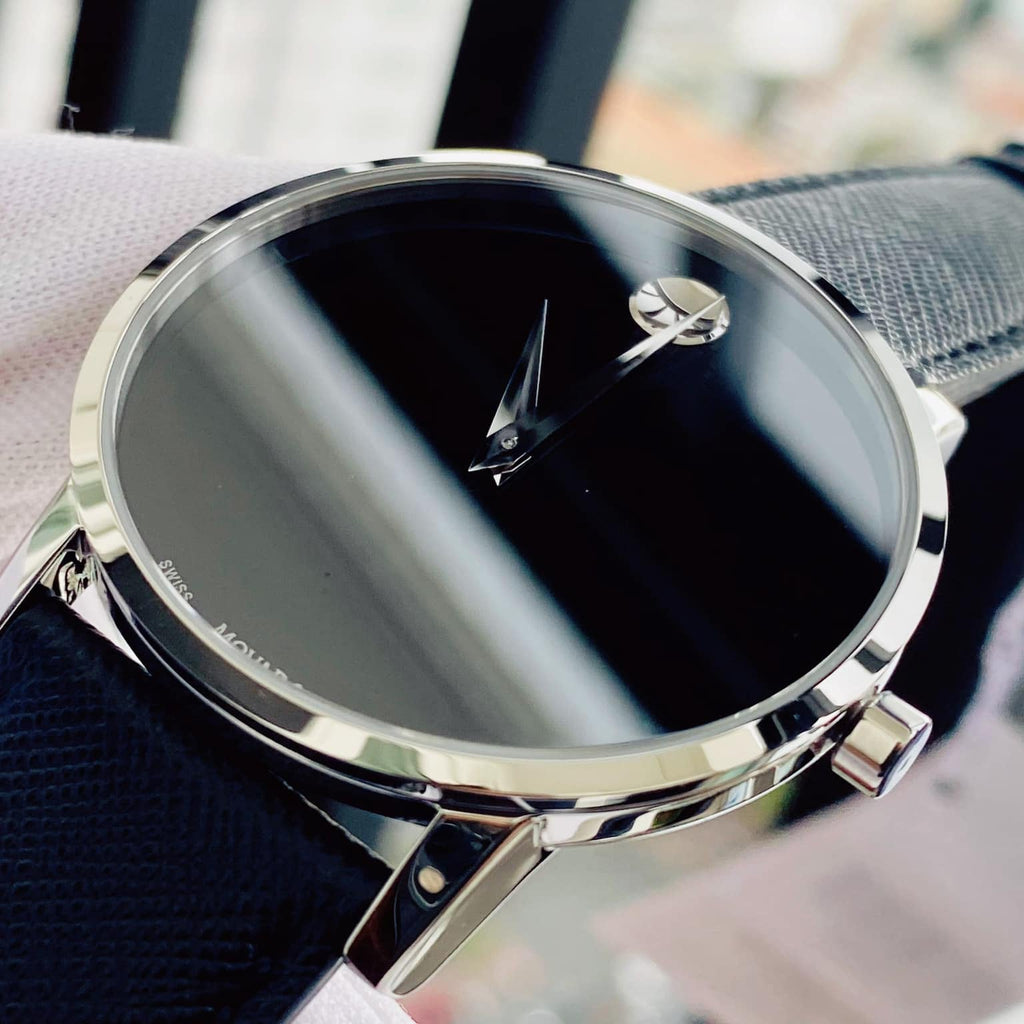 Movado Museum Classic Black Dial Black Leather Strap Watch for Men - 0607194 Buy Now By Movado