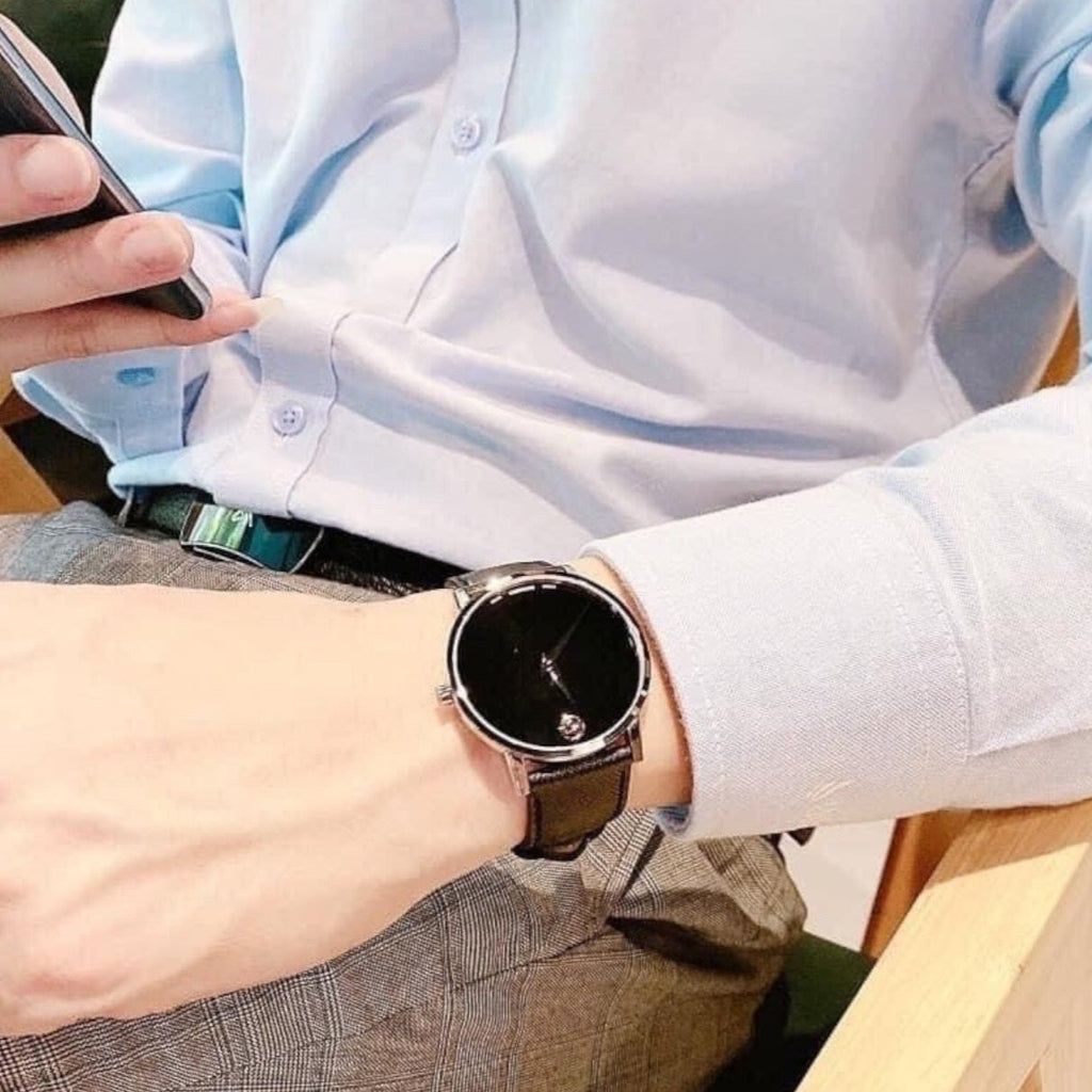 Movado Museum Classic Black Dial Black Leather Strap Watch for Men - 0607194 Buy Now By Movado