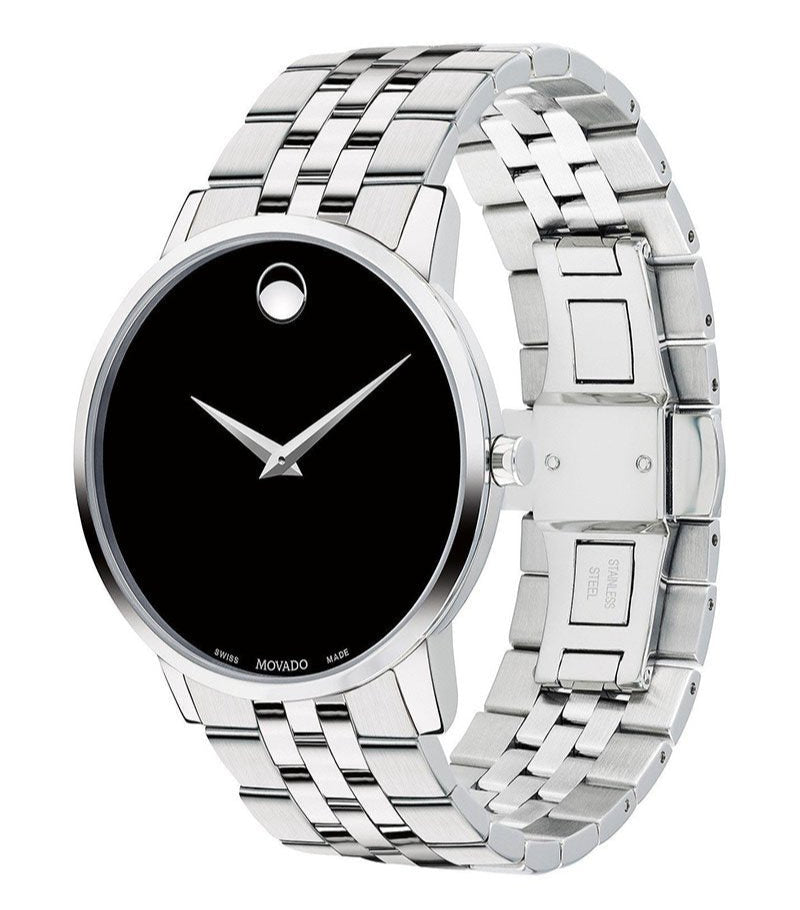 Movado Museum Classic Black Dial Silver Steel Strap Watch for Men - 0607199 Buy Now By Movado