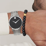 Movado Museum Classic Black Dial Silver Steel Strap Watch For Men - 606504 Buy Now By Movado