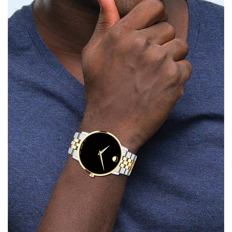 Movado Museum Classic Black Dial Two Tone Steel Strap Watch for Men - 0607200 Buy Now By Movado