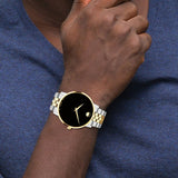 Movado Museum Classic Black Dial Two Tone Steel Strap Watch for Men - 0607200 Buy Now By Movado