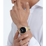 Movado Museum Classic Diamonds Black Dial Two Tone Steel Strap Watch for Men - 0607202 Buy Now By Movado