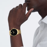 Movado Museum Classic Quartz Black Dial Gold Steel Strap Watch for Men - 0607203 Buy Now By Movado