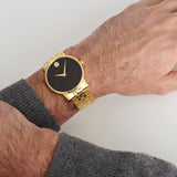 Movado Museum Classic Quartz Black Dial Gold Steel Strap Watch for Men - 0607203 Buy Now By Movado