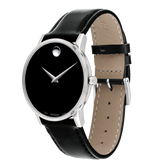 Movado Museum Black Dial Black Leather Strap Watch For Men - 2100002 Buy Now By Movado