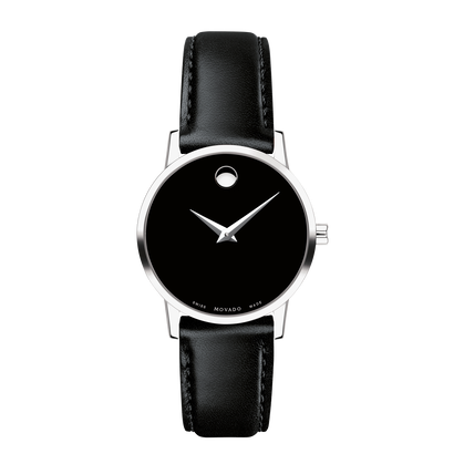 Movado Museum Black Dial Black Leather Strap Watch For Men - 2100002 Buy Now By Movado