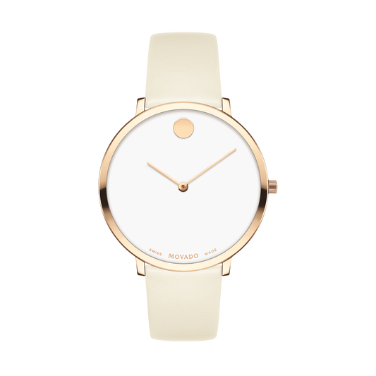 Movado Museum 70th Anniversary Special Edition White Dial White Leather Strap Watch For Women - 0607139 Buy Now By Movado