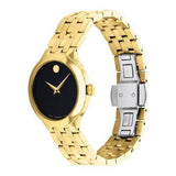Movado Museum Classic Quartz Black Dial Gold Steel Strap Watch For Women - 0607005 Buy Now By Movado
