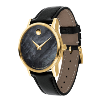 Movado Museum Black Dial Black Leather Strap Watch For Men - 2100005 Buy Now By Movado