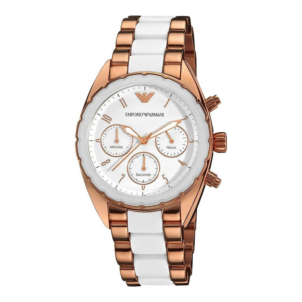 Emporio Armani Sportivo White Dial Rose Gold & White Steel Strap Watch For Women - AR5942 Buy Now By Emporio Armani
