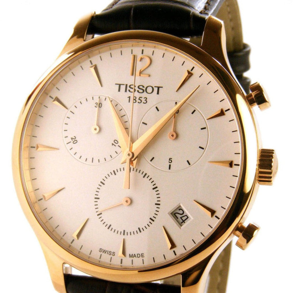 Tissot T Classic Tradition Chronograph White Dial Brown Leather Strap Watch For Men - T063.617.36.037.00 Buy Now By Tissot