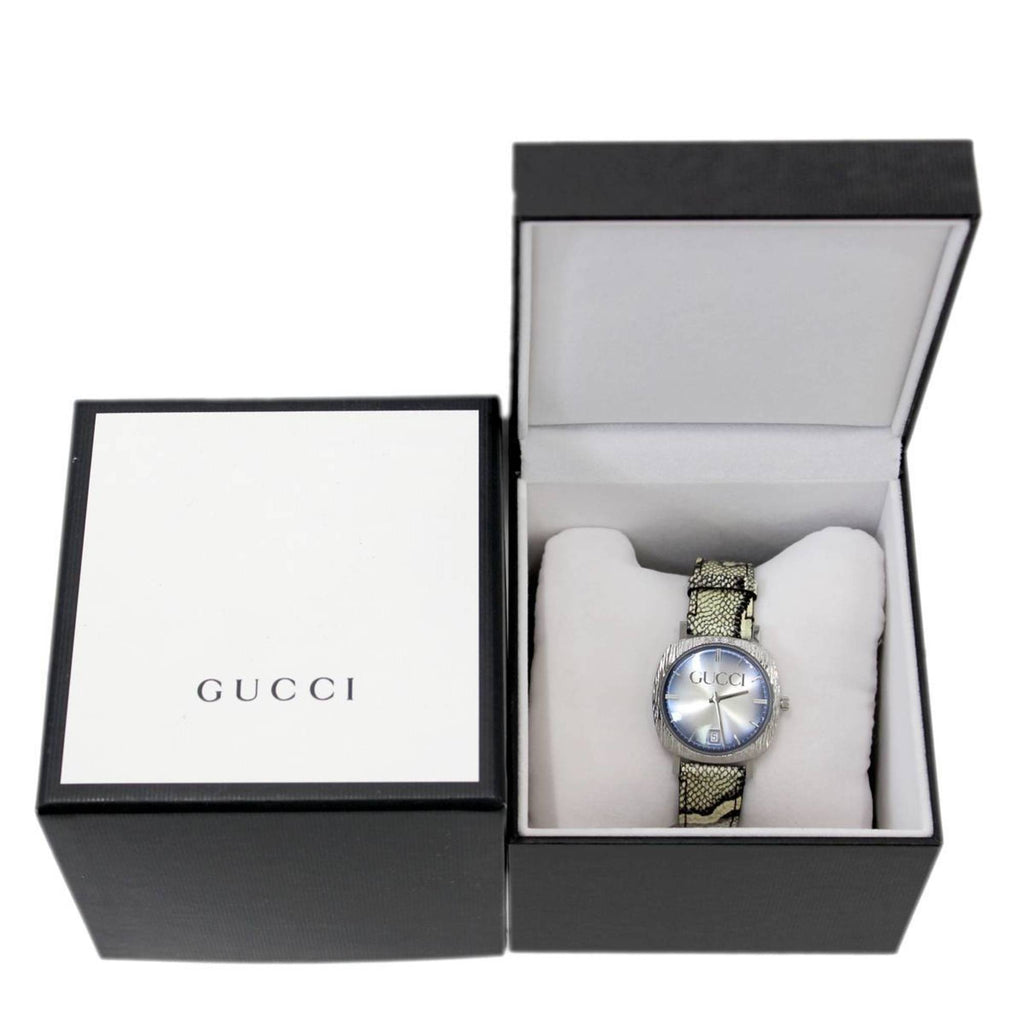 Gucci Grip Vintage Blue Dial Snakeskin Brown Leather Strap Watch for Women - YA152401 Buy Now By Gucci
