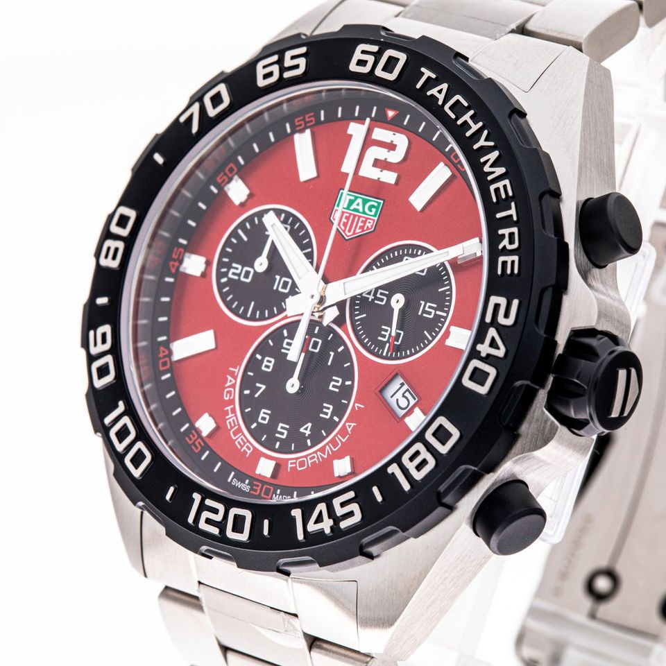Tag Heuer Formula 1 Chronograph Red Dial Silver Steel Strap Watch for Men - CAZ101AN.BA0842 Buy Now By Tag Heuer