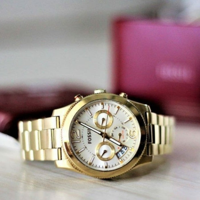 Fossil Boyfriend Gold Dial Gold Steel Strap Watch for Women - ES3884 Buy Now By Fossil