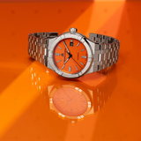 Maurice Lacroix Aikon Automatic Date Orange Dial Silver Steel Strap Watch For Men - AI6008-SS00F-530-E Buy Now By Maurice Lacroix