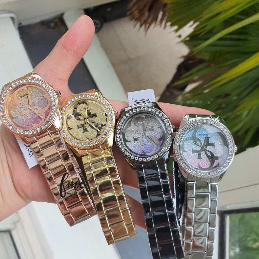 Guess G Twist Diamonds Rose Gold Dial Rose Gold Steel Strap Watch For Women - W1201L3 Buy Now By Guess