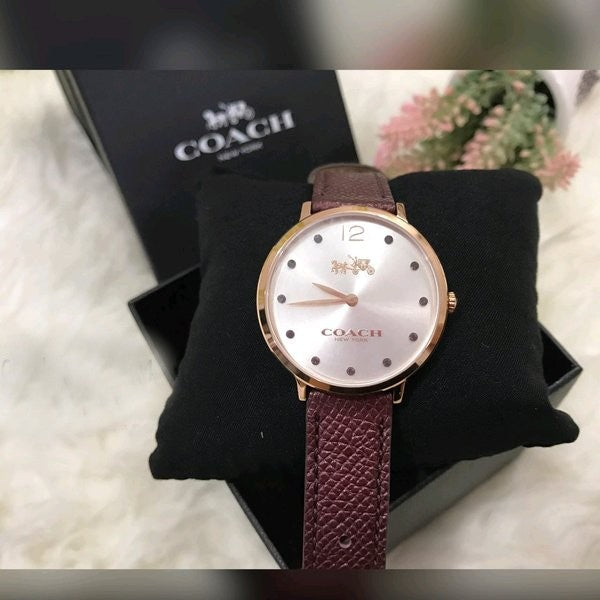 Coach Slim Easton Silver Dial Brown Leather Strap Watch for Women - 14502694 Buy Now By Coach