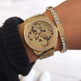 Guess G Twist Diamonds Gold Dial Gold Steel Strap Watch For Women - W1201L2 Buy Now By Guess
