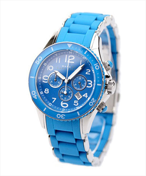 Marc Jacobs Rock Chronograph Blue Dial Blue Silicone Strap Watch for Women - MBM2575 Buy Now By Marc Jacobs