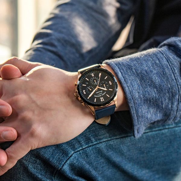 Fossil Forrester Chronograph Blue Dial Blue Leather Strap Watch for Men - FS5814 Buy Now By Fossil