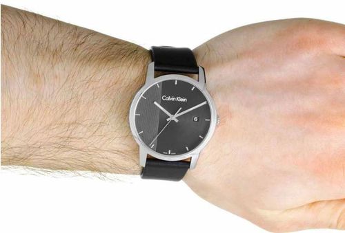 Calvin Klein City Quartz Black Dial Black Leather Strap Watch for Men - K2G2G1C1 Buy Now By Calvin Klein