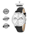 Maserati Ricordo Silver Dial Black Leather Strap Watch For Men - R8871633001 Buy Now By Maserati