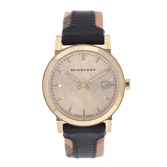 Burberry The City Gold Dial Black Leather Strap Watch for Men - BU9032 Buy Now By Burberry