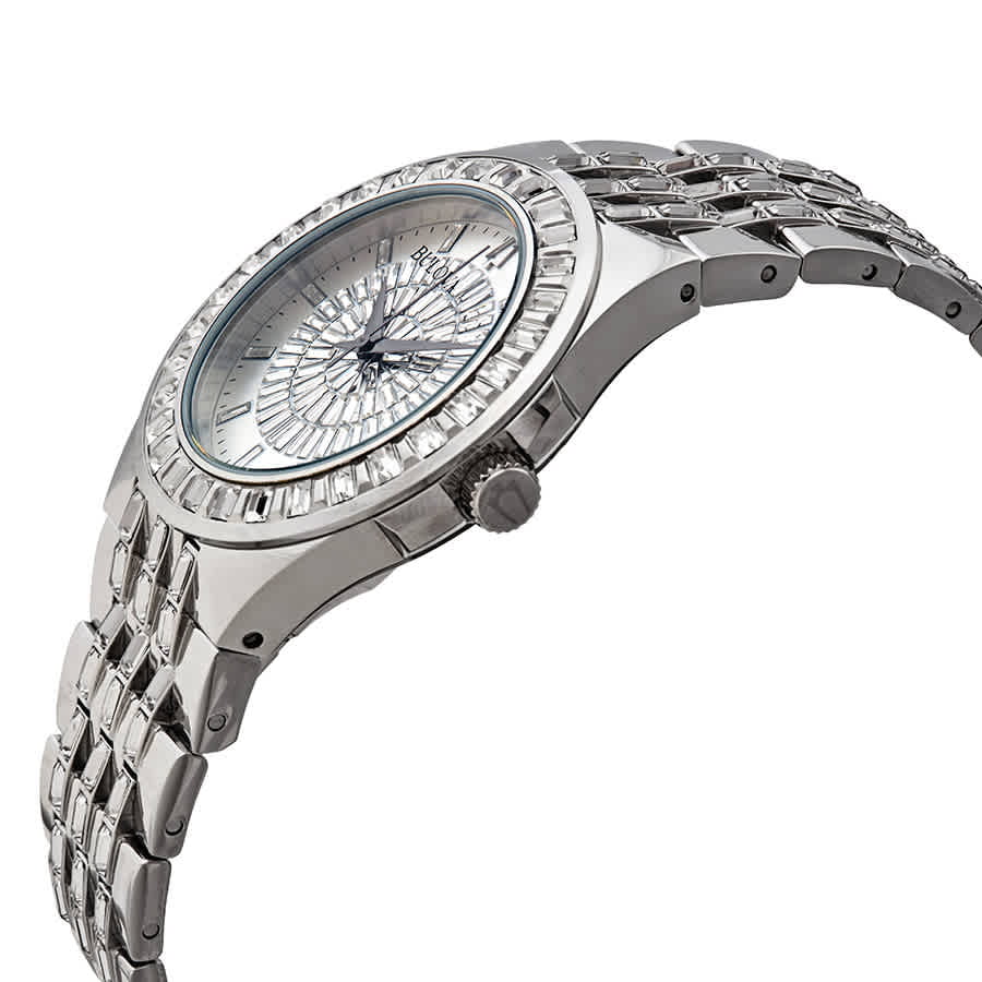 Bulova Phantom Crystal Silver Dial Silver Steel Strap Watch for Men - 96A236 Buy Now By Bulova