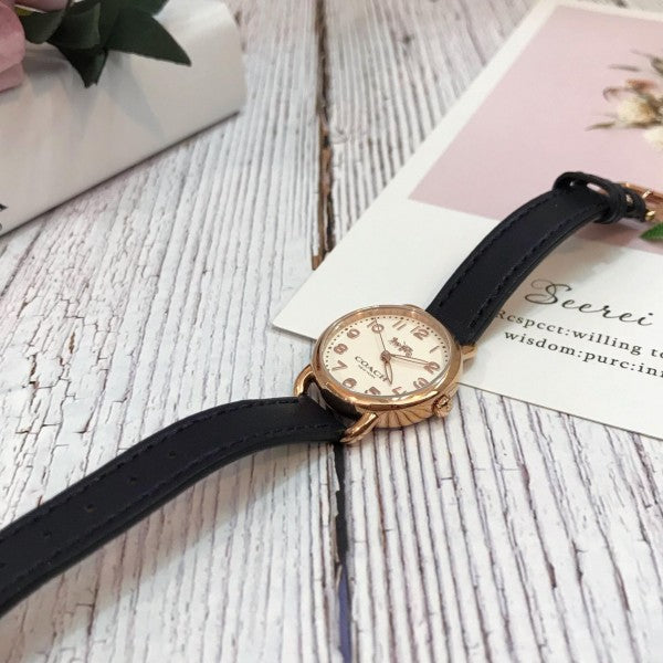 Coach Delancey Ivory Dial Navy Blue Leather Watch For Women - 14502749 Buy Now By Coach