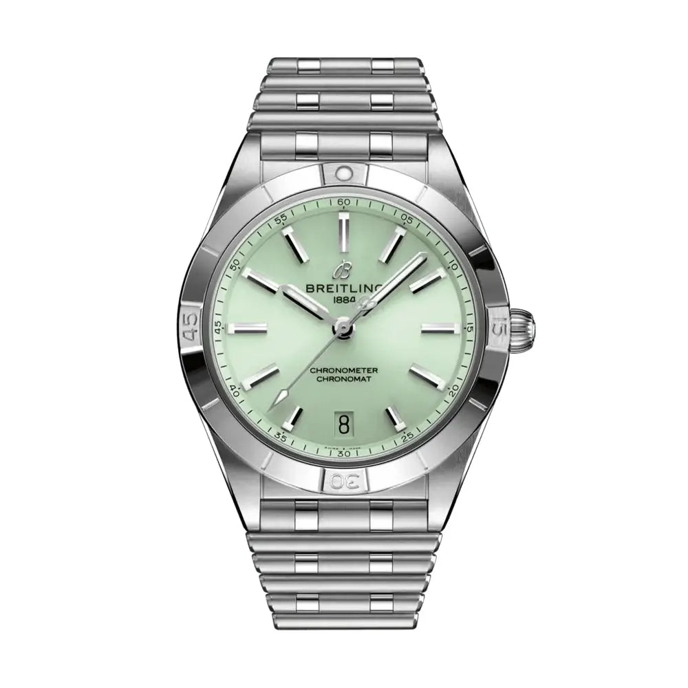 Breitling Chronomat Automatic 36 Green Dial Silver Steel Strap Watch for Women - A10380101L1A1 Buy Now By Breitling