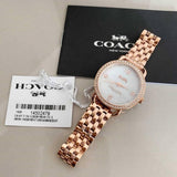 Coach Delancey Mother of Pearl White Dial Rose Gold Steel Strap Watch for Women - 14502479 Buy Now By Coach