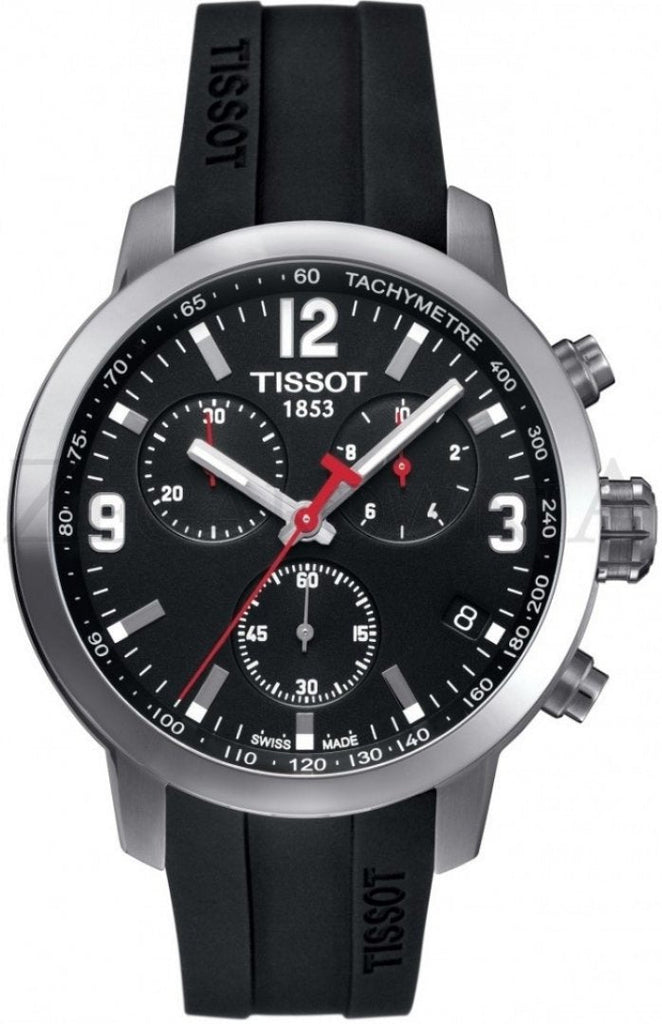 Tissot PRC 200 Chronograph Black Dial Black Rubber Strap Watch for Men - T114.417.17.057.00 Buy Now By Tissot