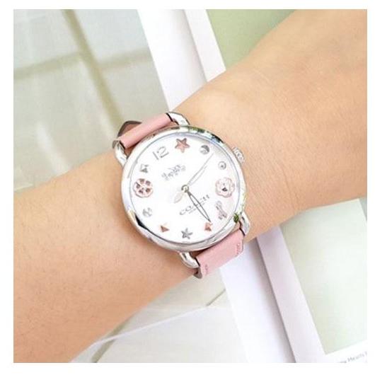 Coach Delancey White Dial Pink Leather Strap Watch for Women - 14502799 Buy Now By Coach