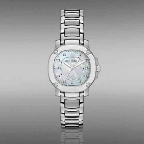 Burberry The Britain Diamonds Mother of Pearl Dial Silver Steel Strap Watch for Women - BBY1804 Buy Now By Burberry