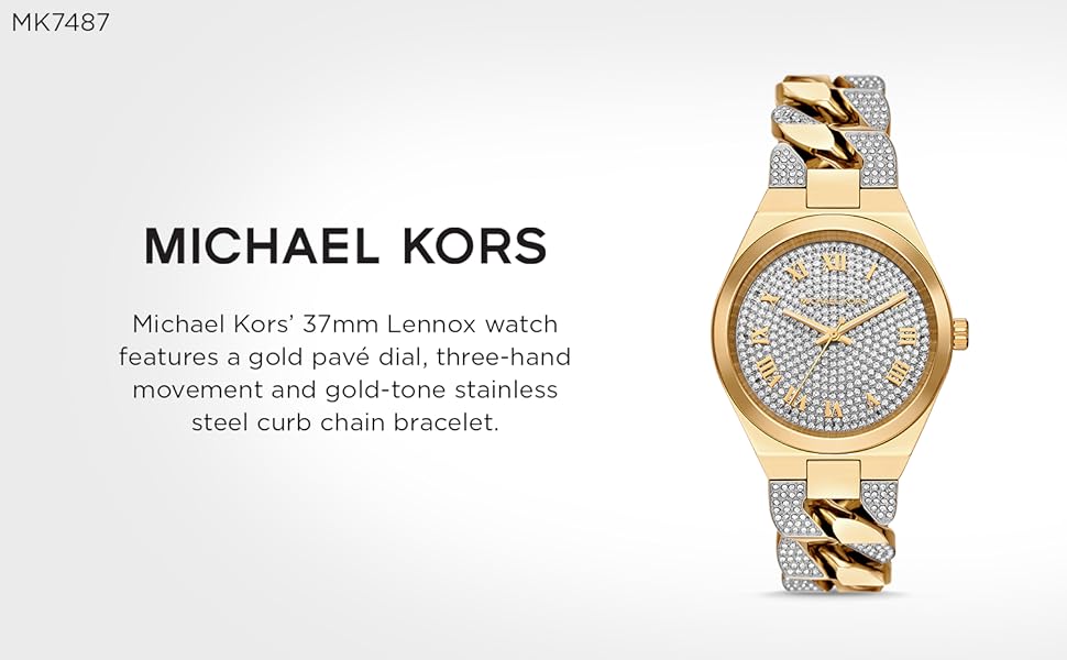 Michael Kors Lennox Pavé Crystals Silver Dial Two Tone Steel Strap Watch for Women - MK7487 Buy Now By Michael Kors