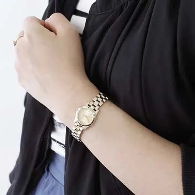 Marc Jacobs Henry Dinky Gold Dial Gold Steel Strap Watch for Women - MBM3199 Buy Now By Marc Jacobs