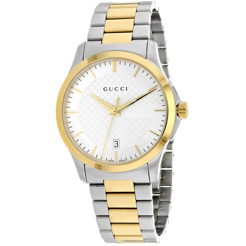 Gucci G Timeless Silver Dial Two Tone Steel Strap Watch For Men - YA126474 Buy Now By Gucci