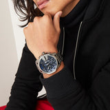 Diesel Mega Chief Chronograph Blue Dial Black Steel Strap Watch For Men - DZ4329 Buy Now By Diesel