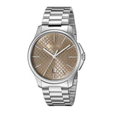 Gucci G Timeless Quartz Brown Dial Silver Steel Strap Watch for Men - YA126317 Buy Now By Gucci