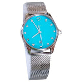 Gucci G-Timeless Turquoise Mother of Pearl Dial Silver Mesh Bracelet Watch For Women - YA126582 Buy Now By Gucci