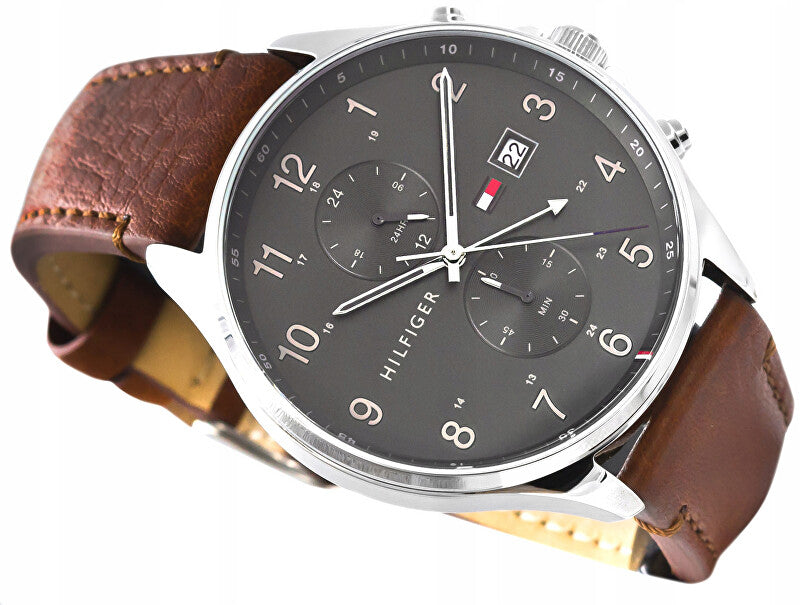 Tommy Hilfiger West Chronograph Grey Dial Brown Leather Strap Watch For Men - 1791710 Buy Now By Tommy Hilfiger